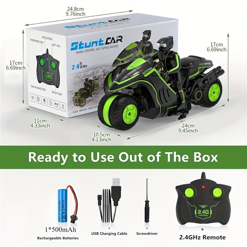Remote-Controlled Stunt Motorcycle – 360° Spinning Wheels and High Speed for Children