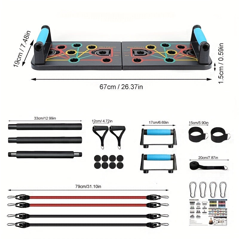 Push-up plank set with handles, resistance bands, and accessories – ideal for chest and abs