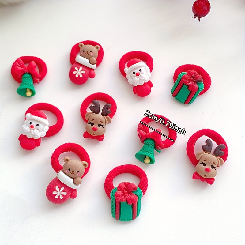 Festive Christmas Hairbands Set - 10 Pieces for Enchanting Styling