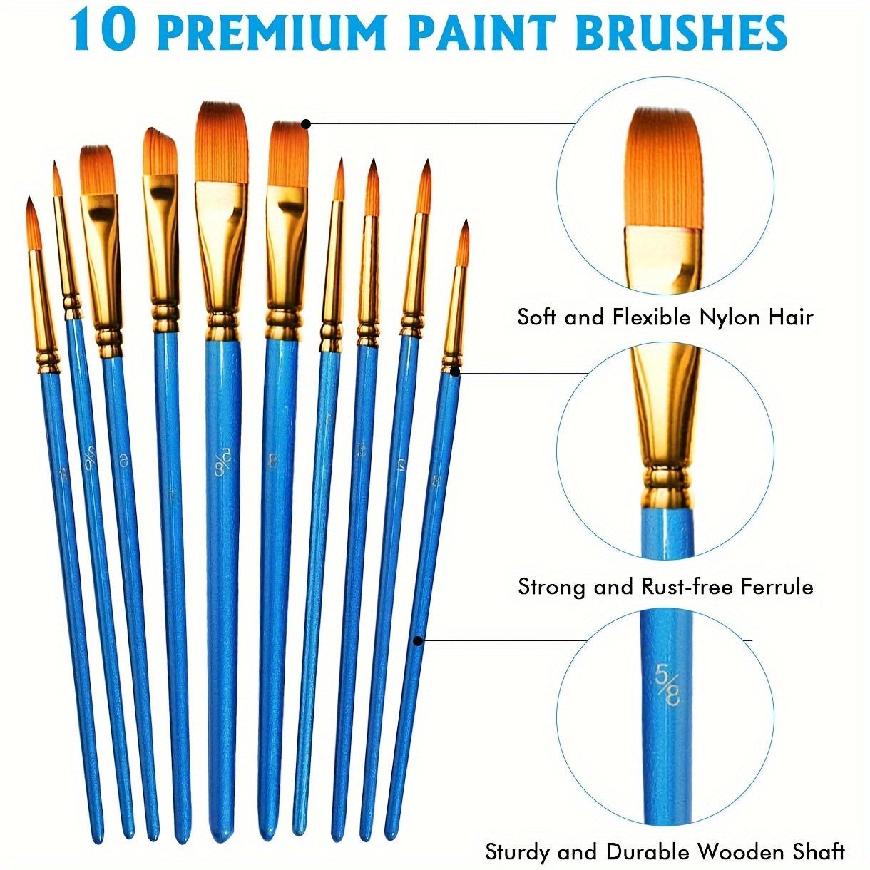 Acrylic Paint Set – 28 Pieces, Including 18 Colours of Acrylic Paint and 10 Brushes