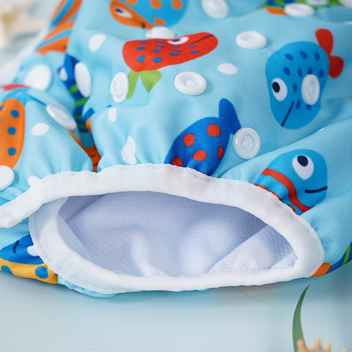 Adjustable Washable Swim Nappy for Babies – Leak-proof with Fish Print
