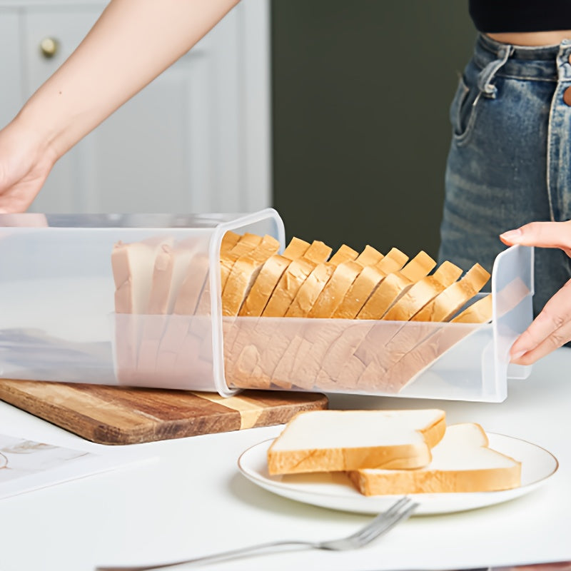 Transparent Bread Box with Airtight Lid - Freshness Preservation and Slicing Guide