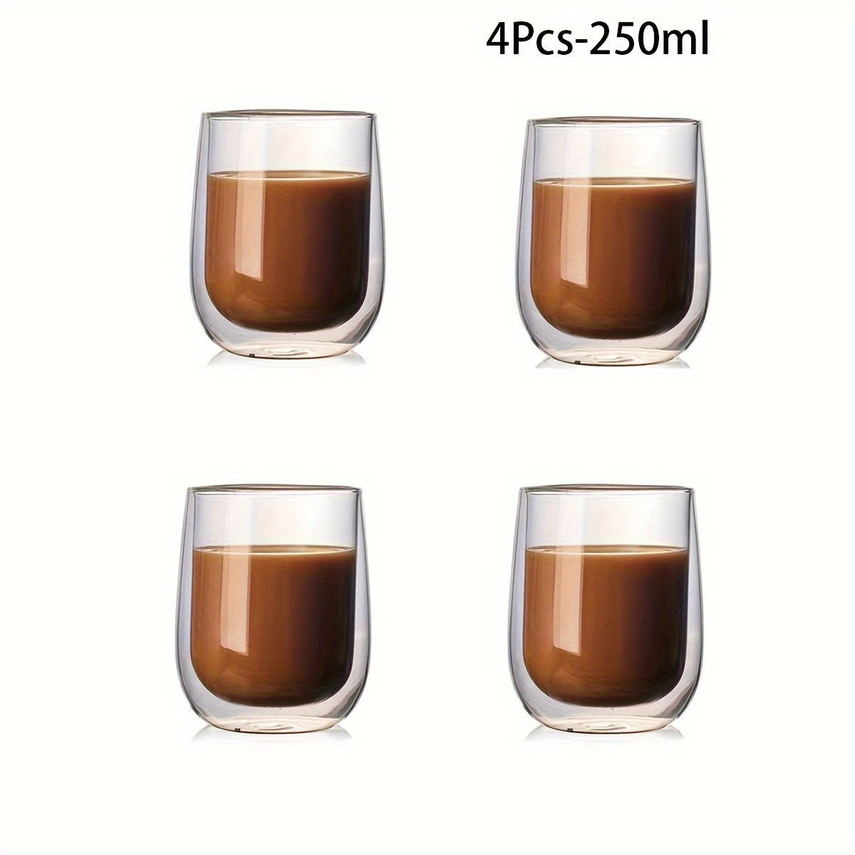 Set of 4 Double-Walled Glasses – 350ml Glass for Hot and Cold Drinks