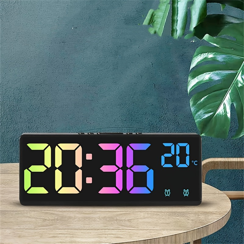 RGB Digital Alarm Clock – Voice-Controlled, Dual Alarm and Temperature Display