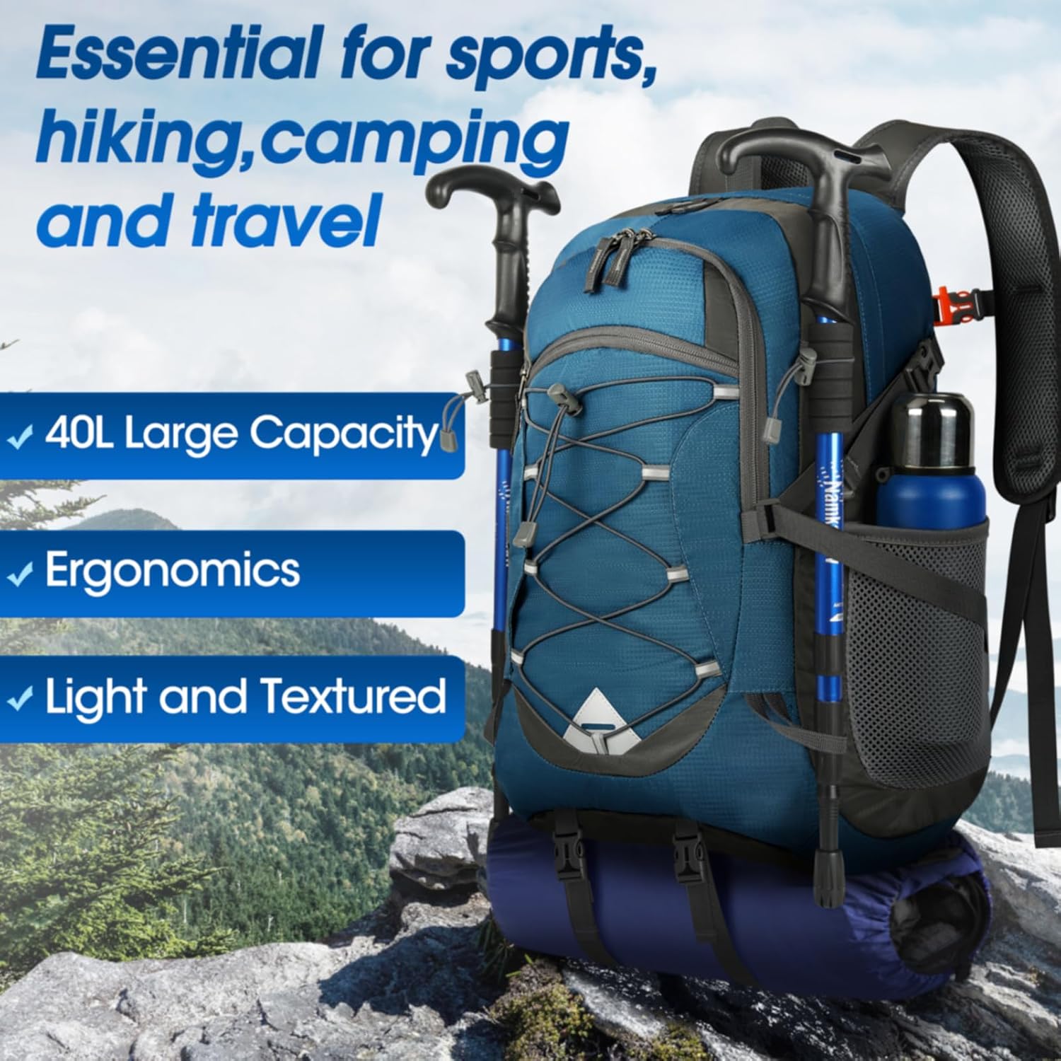 40L Waterproof Hiking and Camping Backpack – Lightweight & Foldable – 1+1 FREE