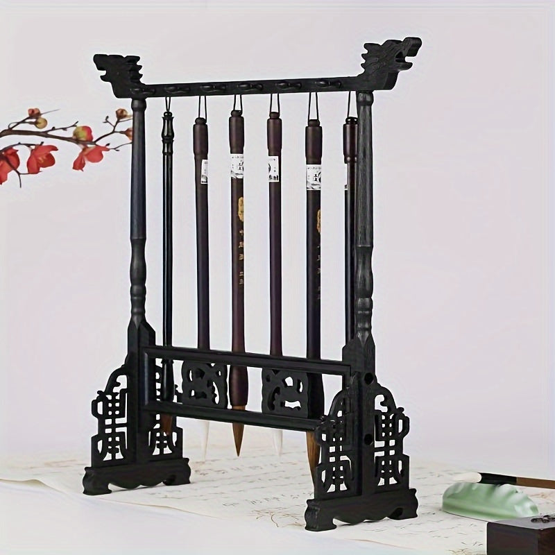 Elegant Traditional Calligraphy Brush Rack – Handmade with 12 Slots