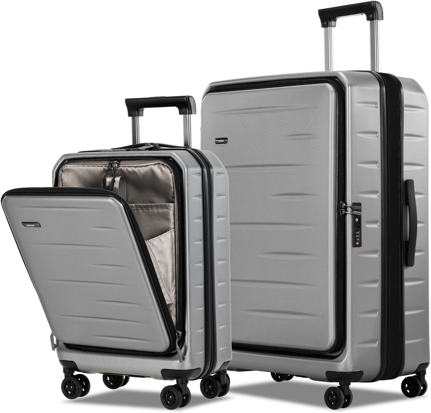 Expandable Hard Shell Suitcase with Front Pocket and TSA Lock