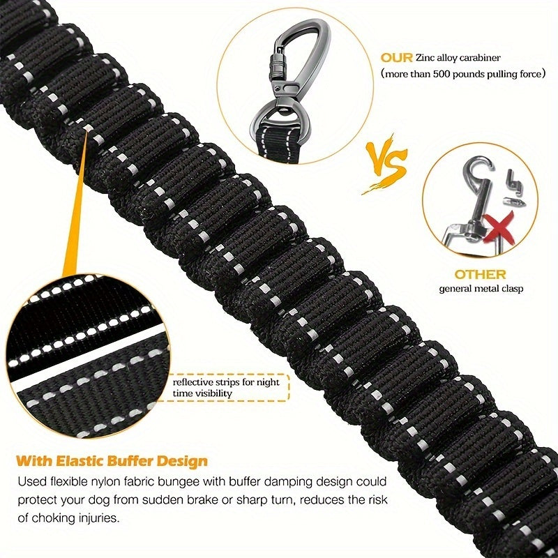 Adjustable Bungee Dog Lead – Shock Absorbing and Reflective for Large Dogs