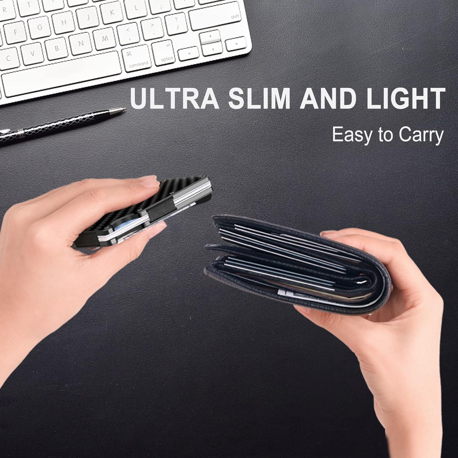 Thin RFID-blocking Carbon Fibre Wallet with Money Clip – CarbonVault