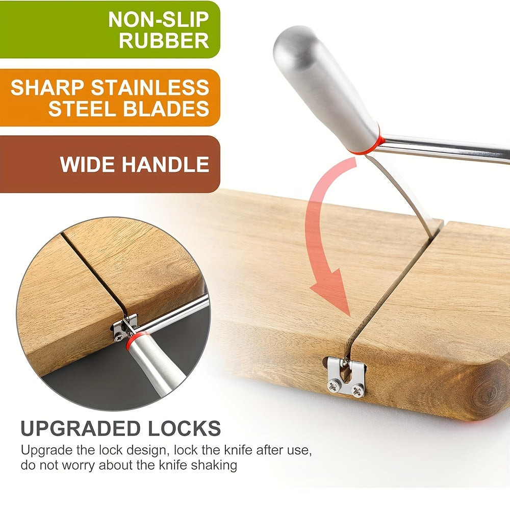 Artisan Acacia Cheese Slicer – Stainless Steel Knife on Elegant Wooden Base