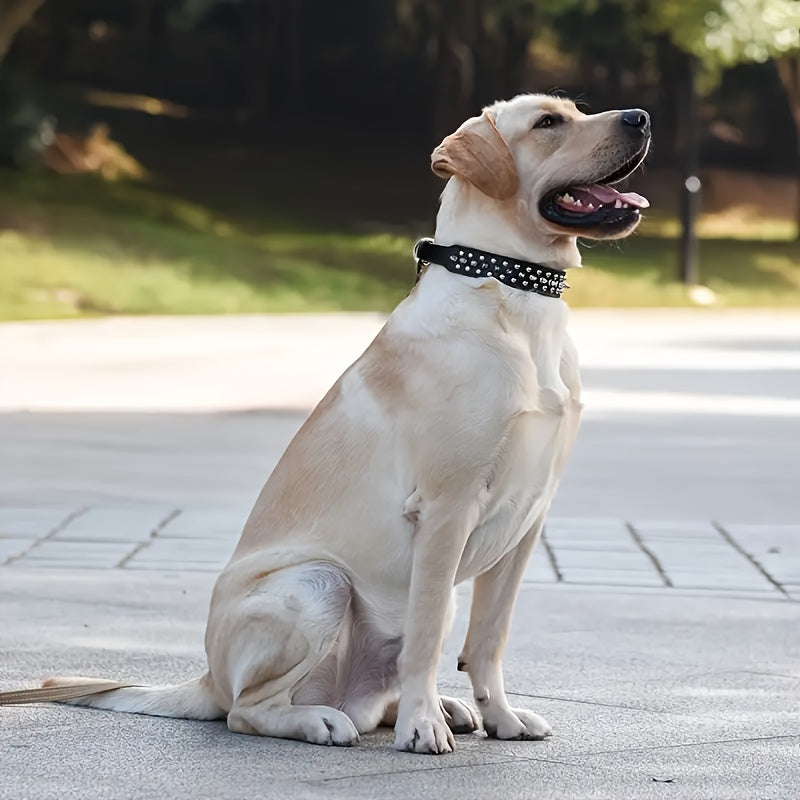 Adjustable Spiked Dog Collar - Strong and Safe for Large Dogs