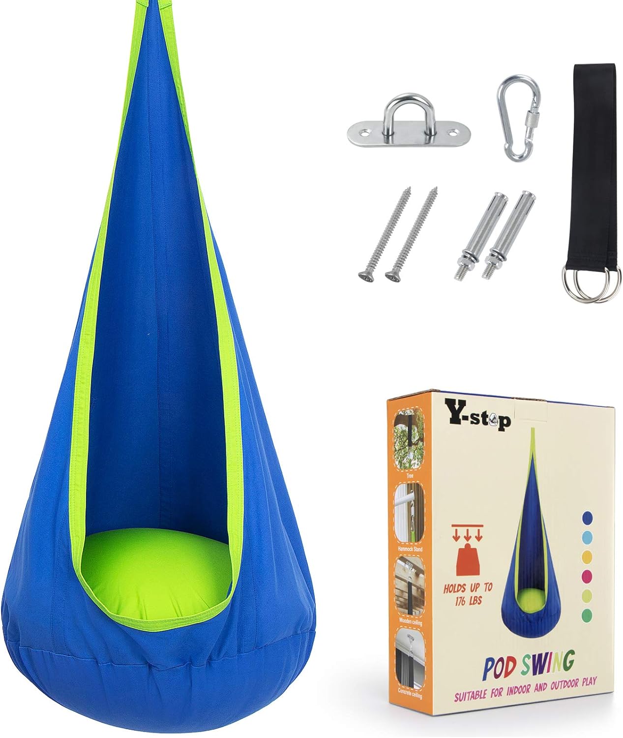 Children's Hanging Chair with Air Cushion for Indoors & Outdoors