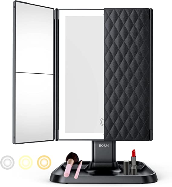 Lumière Make-up Mirror with LED Lighting – Adjustable Magnification and Stylish Storage
