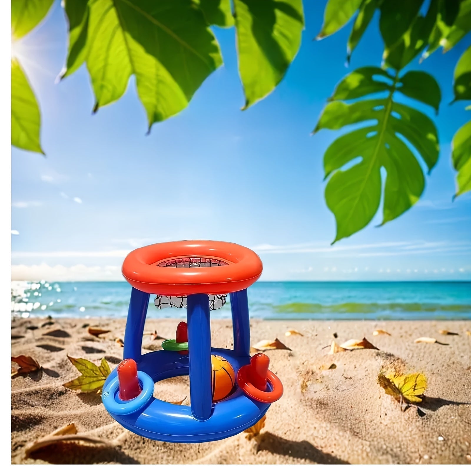 Inflatable Pool Basketball Set – Hoop, Ball, and Rings Included