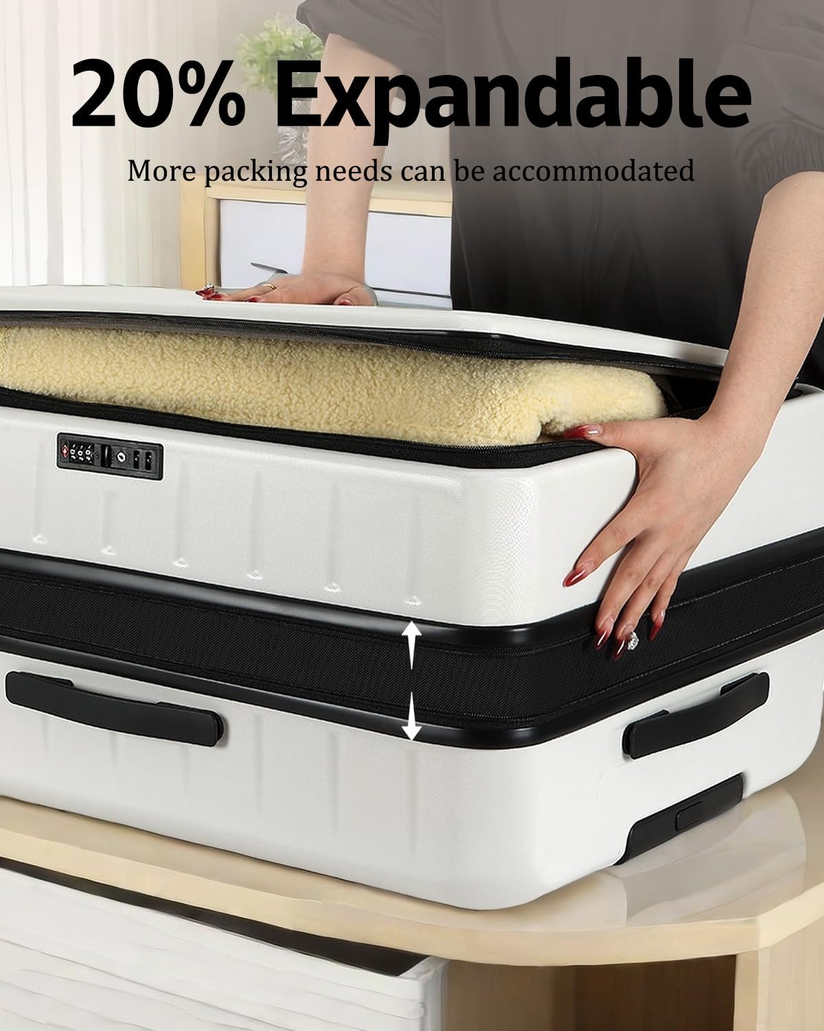 Expandable Hard Shell Suitcase with Front Pocket and TSA Lock