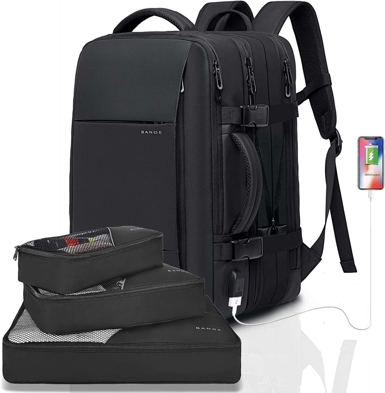 Expandable 26–45L Waterproof Travel Backpack with Laptop Compartment & Duffle Option