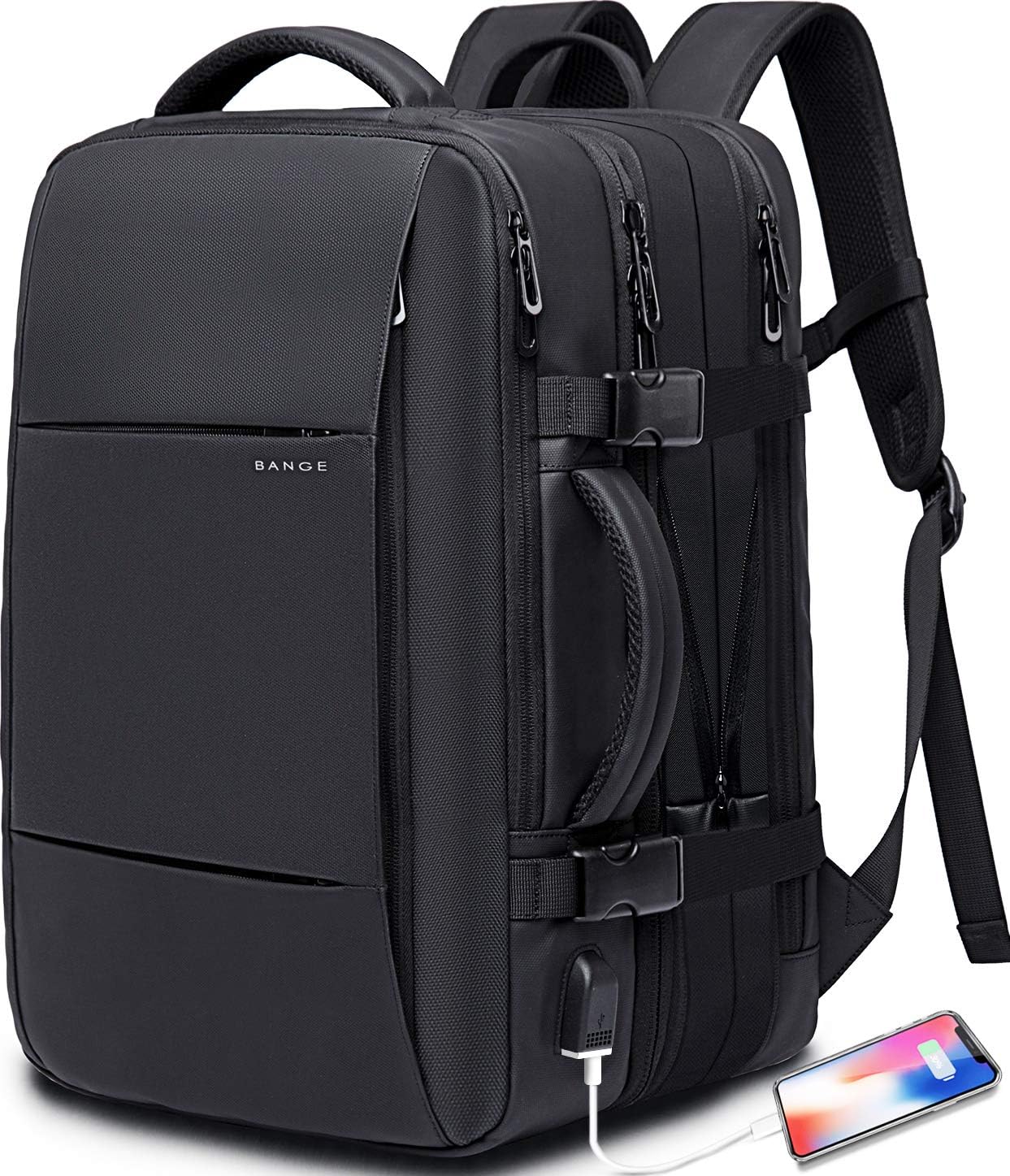 Expandable 26–45L Waterproof Travel Backpack with Laptop Compartment & Duffle Option