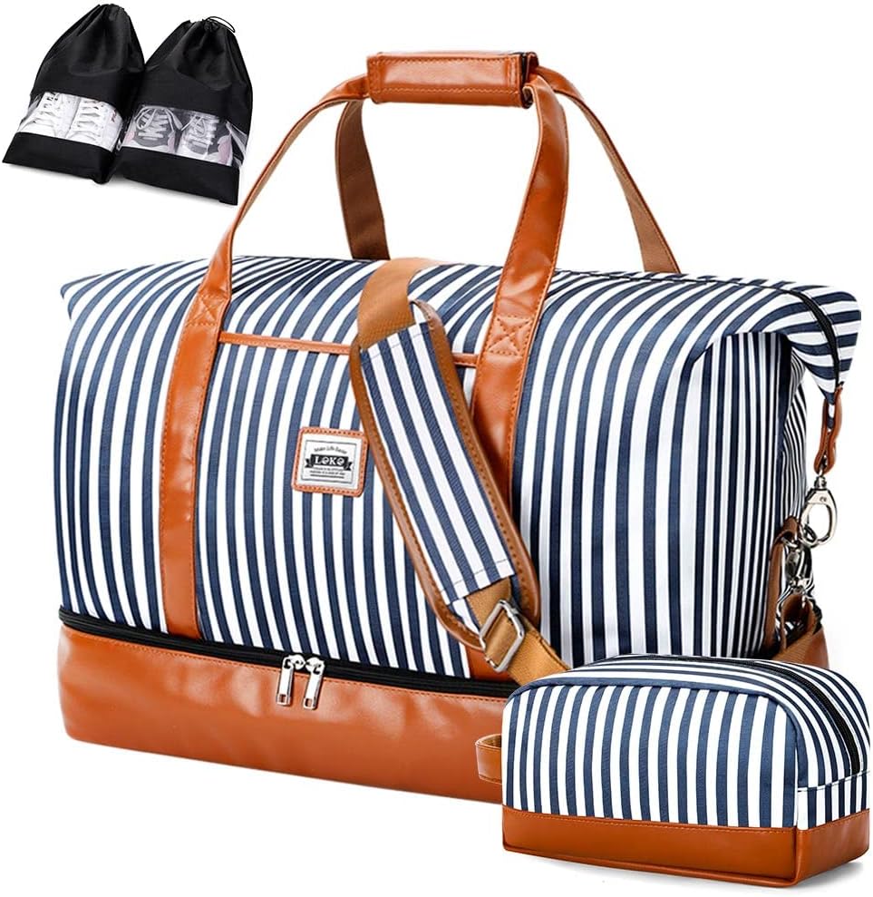 50L Waterproof Weekend Duffel Bag with Toiletry and Shoe Compartments