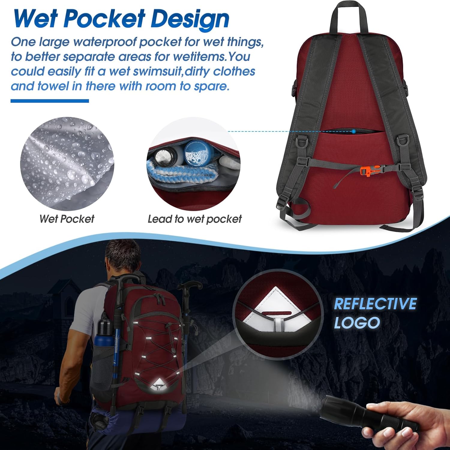 40L Waterproof Hiking and Camping Backpack – Lightweight & Foldable – 1+1 FREE