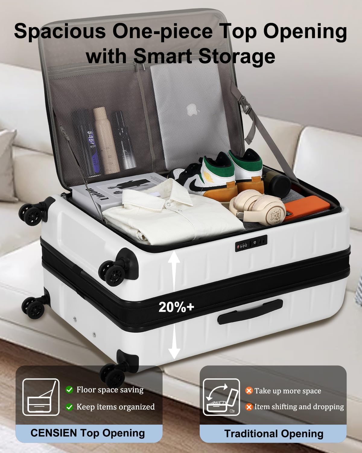 Expandable Hard Shell Suitcase with Front Pocket and TSA Lock
