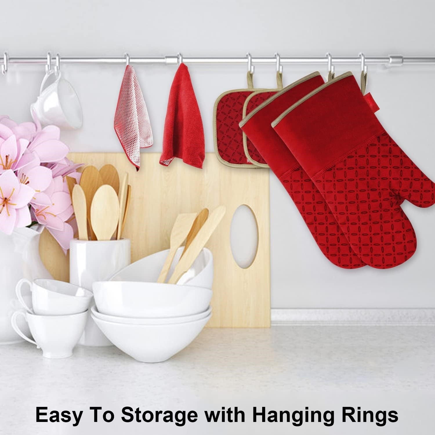 6-Piece Heat-Resistant Oven Glove and Pot Holder Set