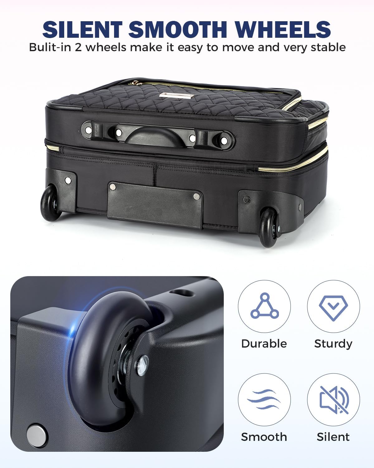 39.6 cm Rolling Laptop Case with Multiple Compartments & Airline Approved Dimensions