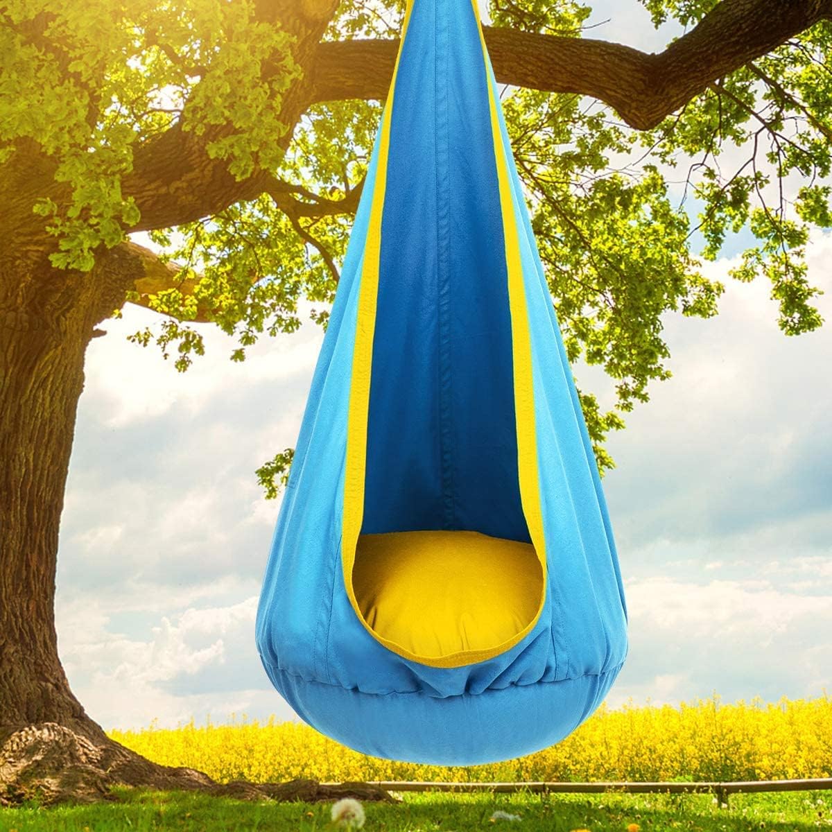 Children's Hanging Chair with Air Cushion for Indoors & Outdoors