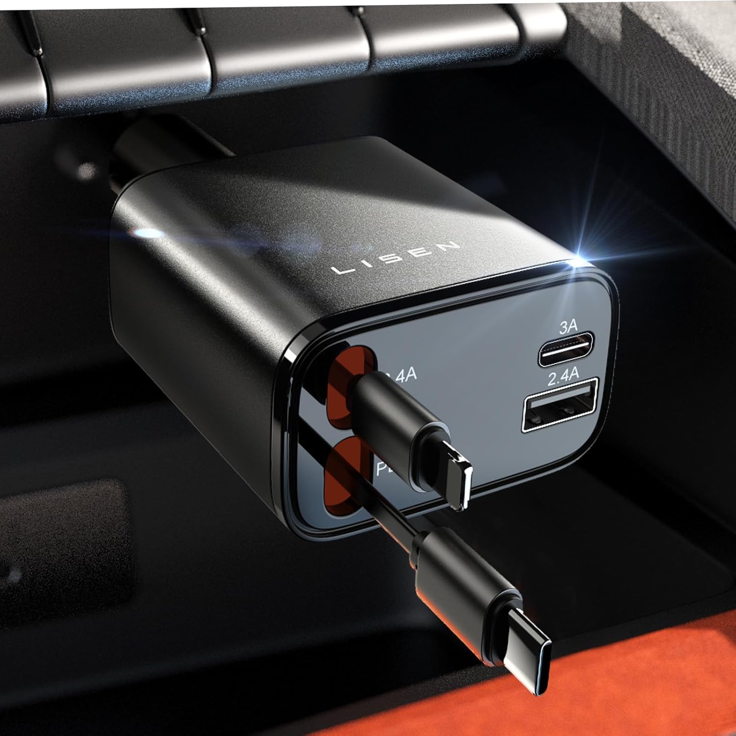 Retractable Car Charger 69W USB C
