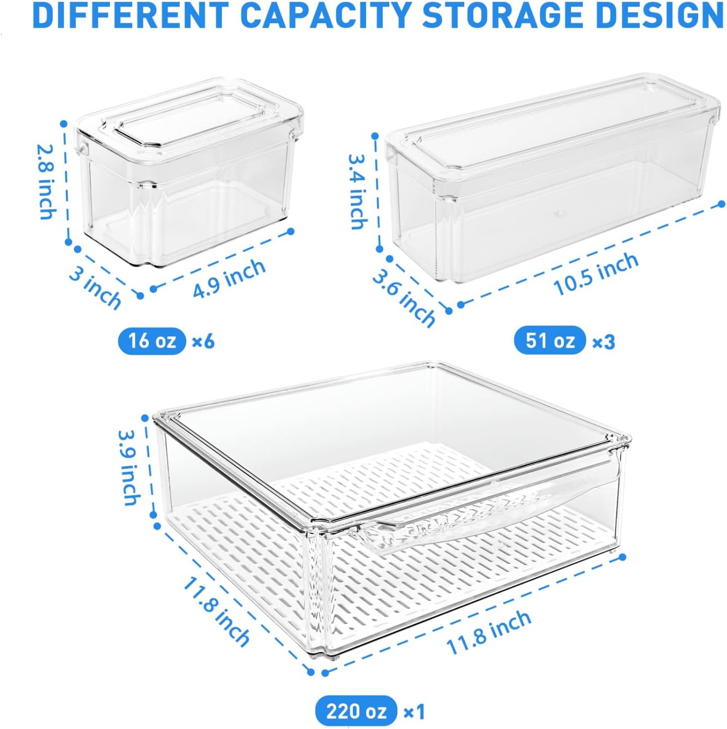 Stackable Fridge Organiser Set with 10 Containers - FridgeMaster