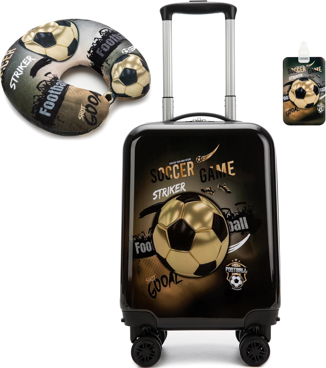 Kids' Hard Shell Cabin Luggage Set with Spinner Wheels – 40 cm