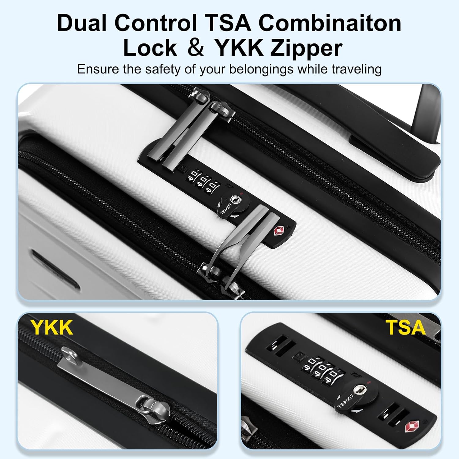 Expandable Hard Shell Suitcase with Front Pocket and TSA Lock