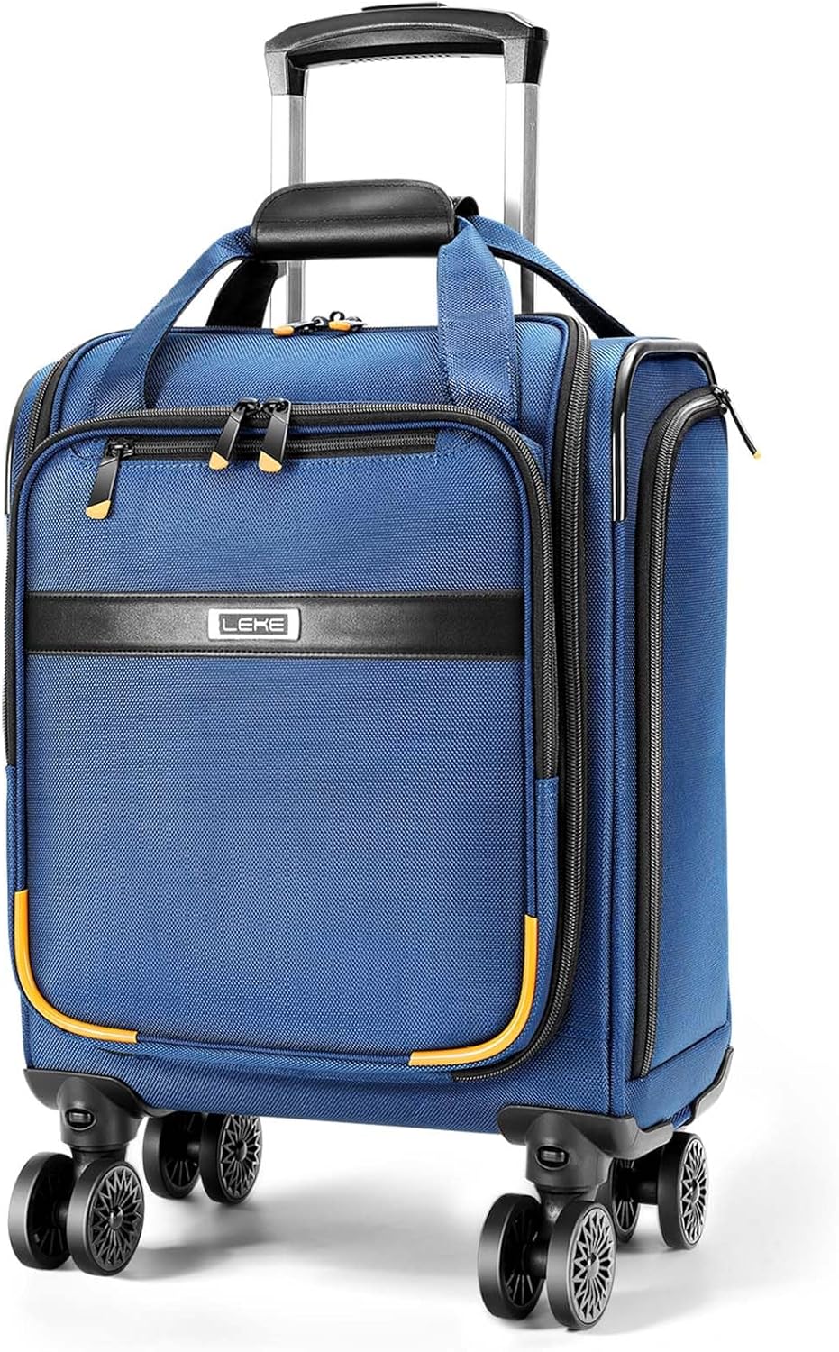 Airline-approved under-seat luggage with spinner wheels and laptop compartment
