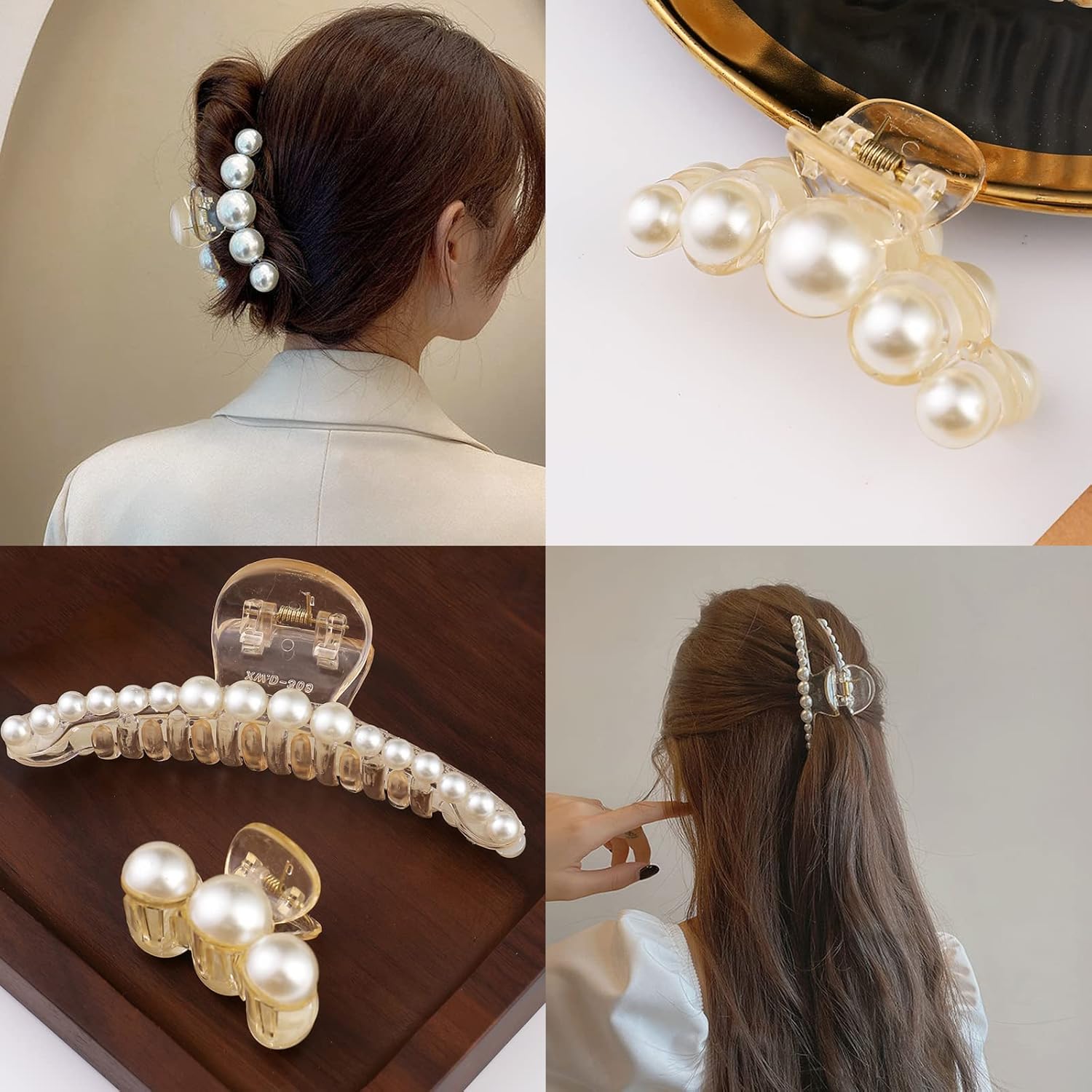 Stylish Pearl Hair Clips - Pack of 4