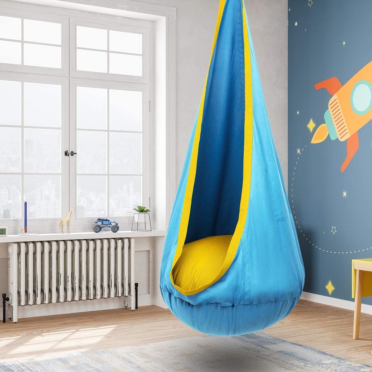 Children's Hanging Chair with Air Cushion for Indoors & Outdoors