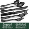 24-Piece Black Cutlery Set in Stainless Steel