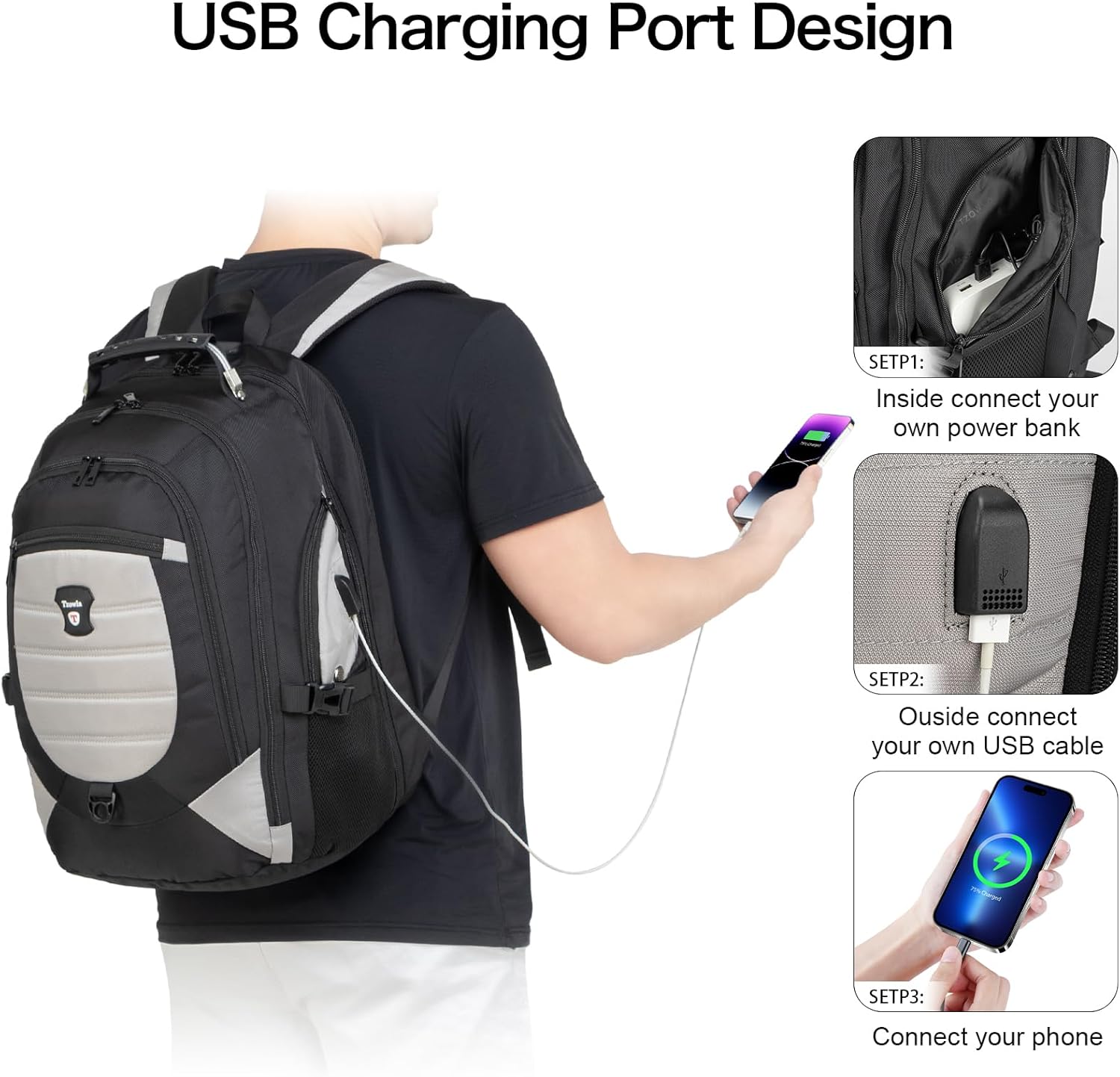 Waterproof Anti-Theft Laptop & Travel Backpack with USB Port – 43.94 cm