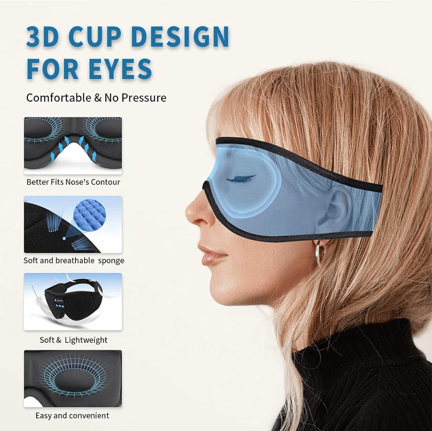 SleepSync - Sleep Mask with Sound Integration - Comfortable Sleep