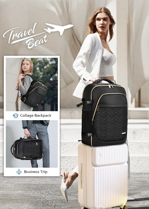 40L Flight-Compatible Travel Trolley with 6 Packing Cubes and Laptop Compartment