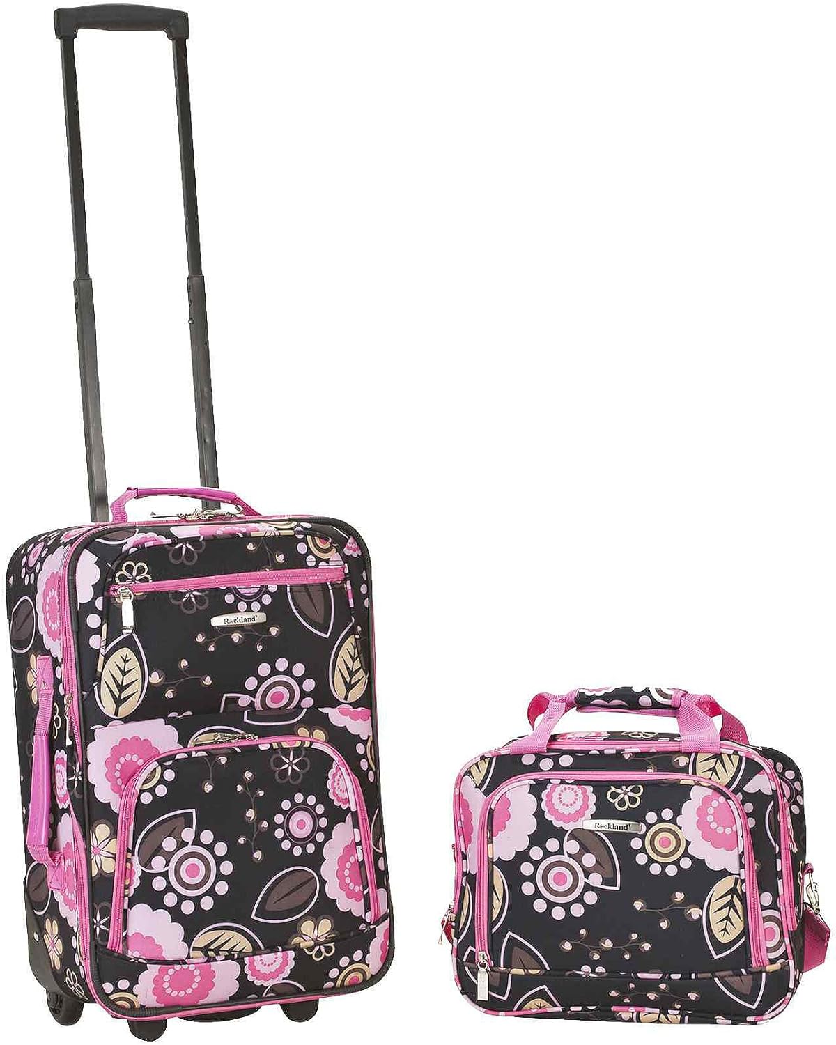 2-Piece Softside Upright Luggage Set with Cabin Bag & Smooth-Running Wheels