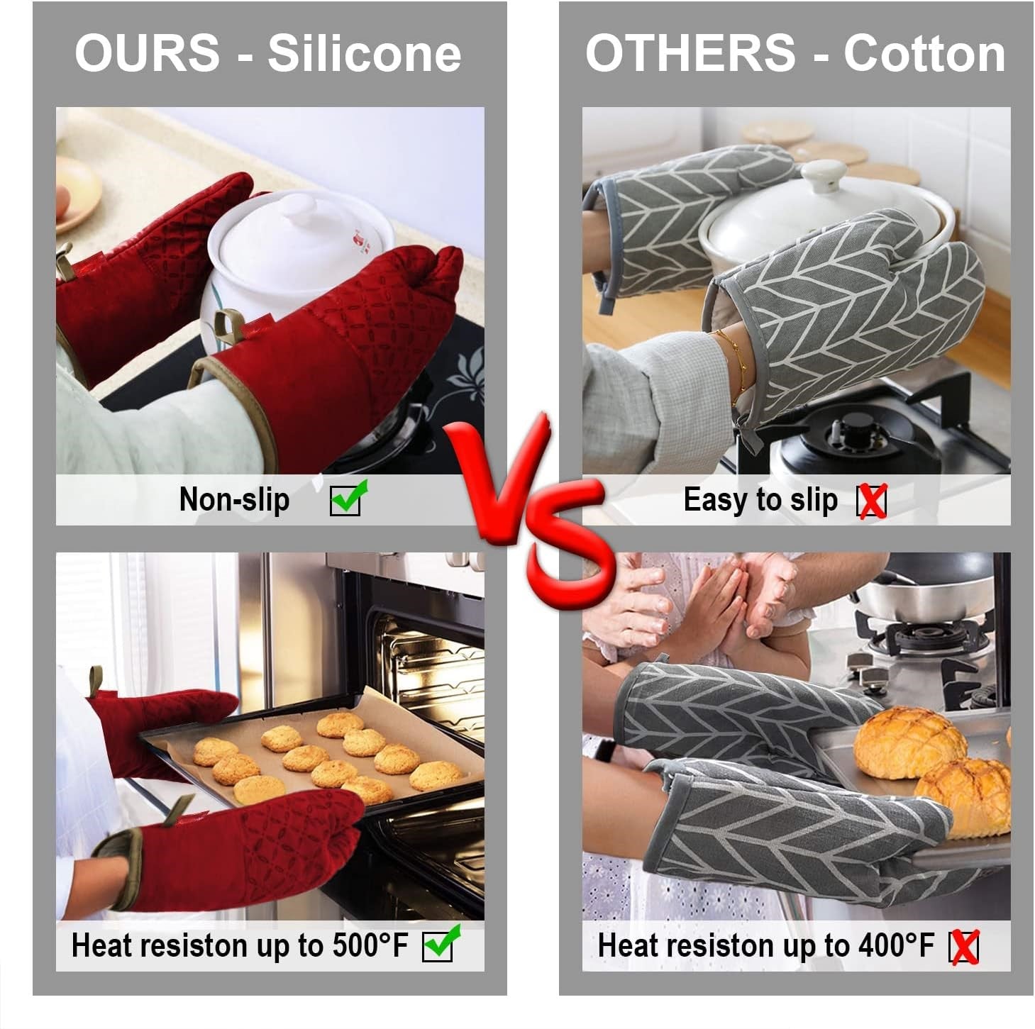 6-Piece Heat-Resistant Oven Glove and Pot Holder Set
