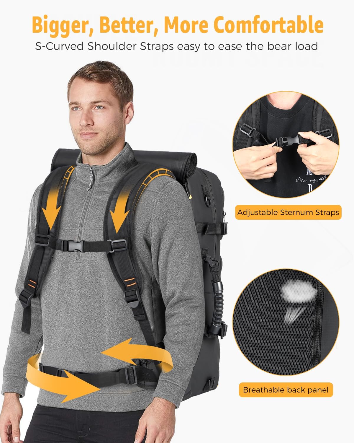 50L Flight-Ready Convertible Travel Backpack with Shoe Compartment & USB Port