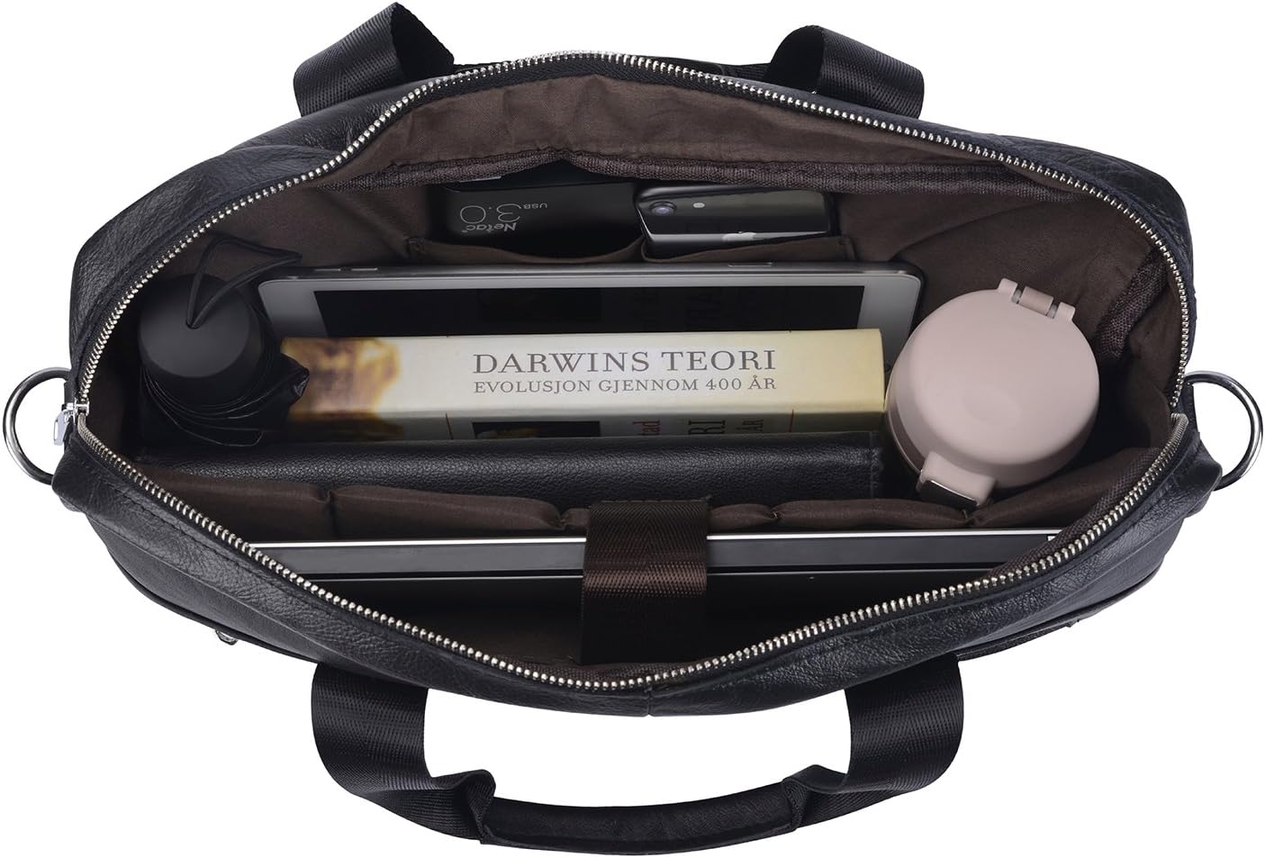 Premium Cowhide 38 cm Business Briefcase with Organiser Compartments