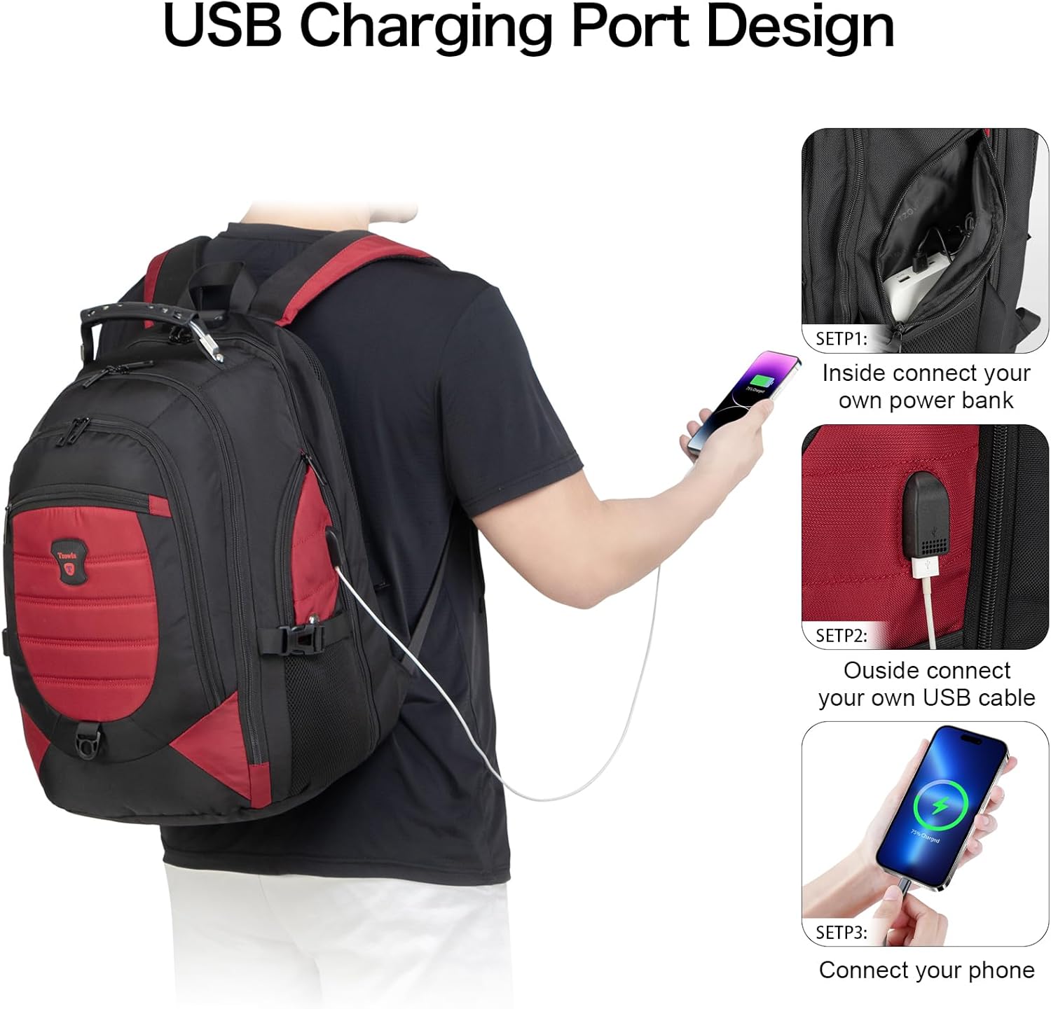 Waterproof Anti-Theft Laptop & Travel Backpack with USB Port – 43.94 cm