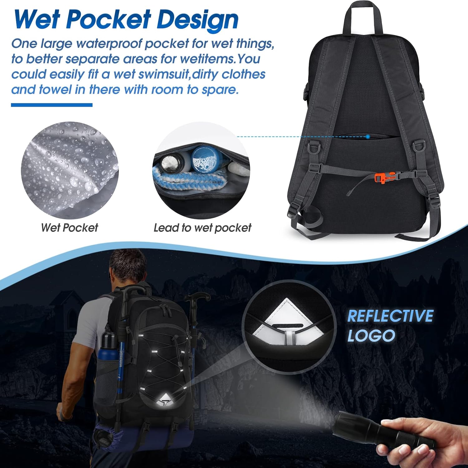 40L Waterproof Hiking and Camping Backpack – Lightweight & Foldable – 1+1 FREE