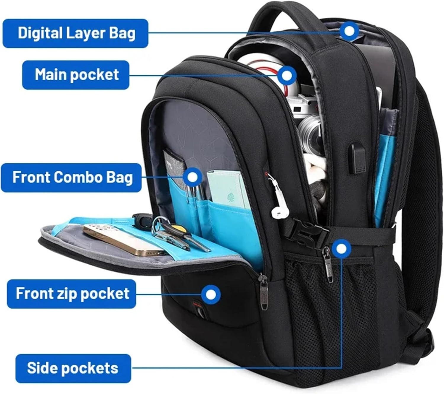 Waterproof Laptop and Travel Backpack with Organised Compartments