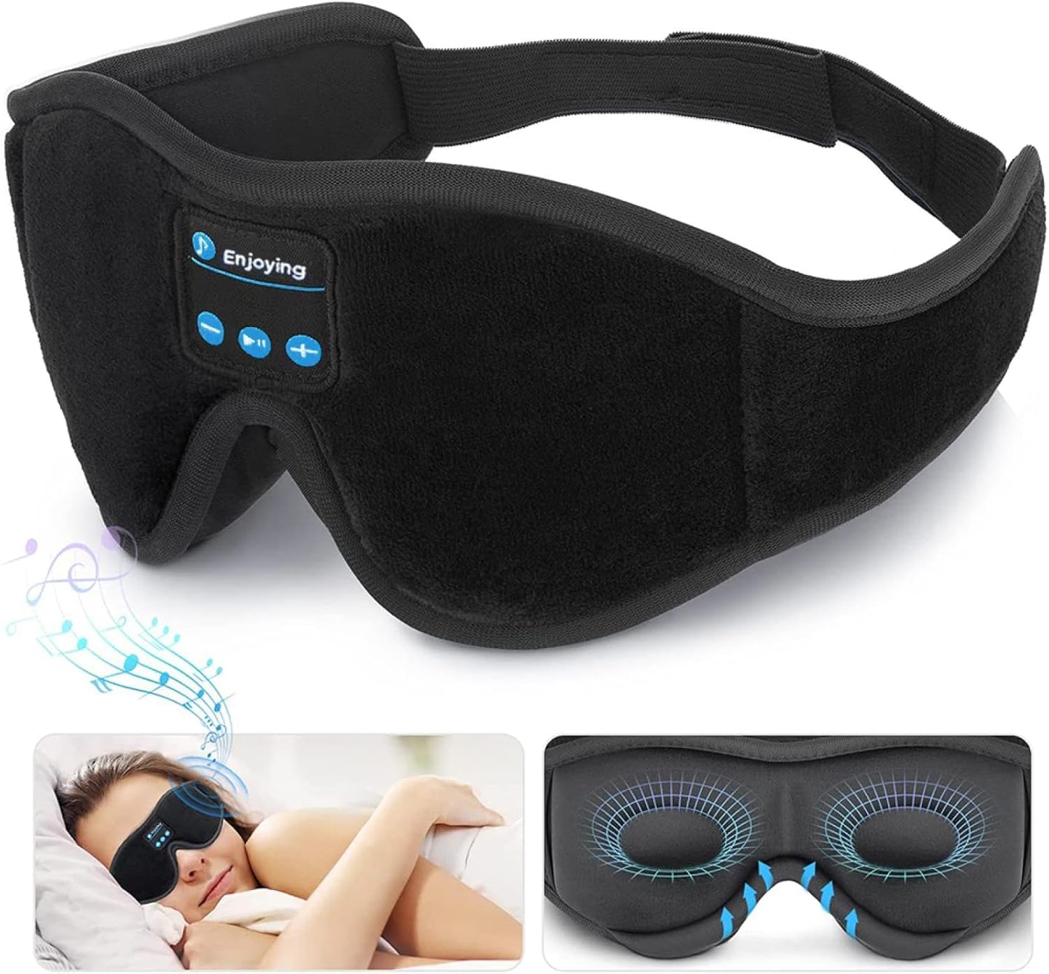SleepSync - Sleep Mask with Sound Integration - Comfortable Sleep