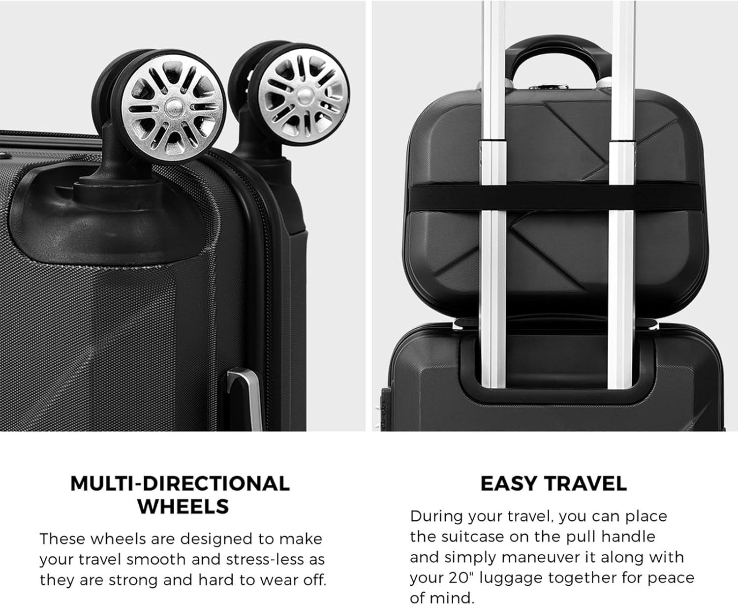 2-Piece ABS Hard Shell Luggage Set with TSA Lock & 360° Spinner Wheels