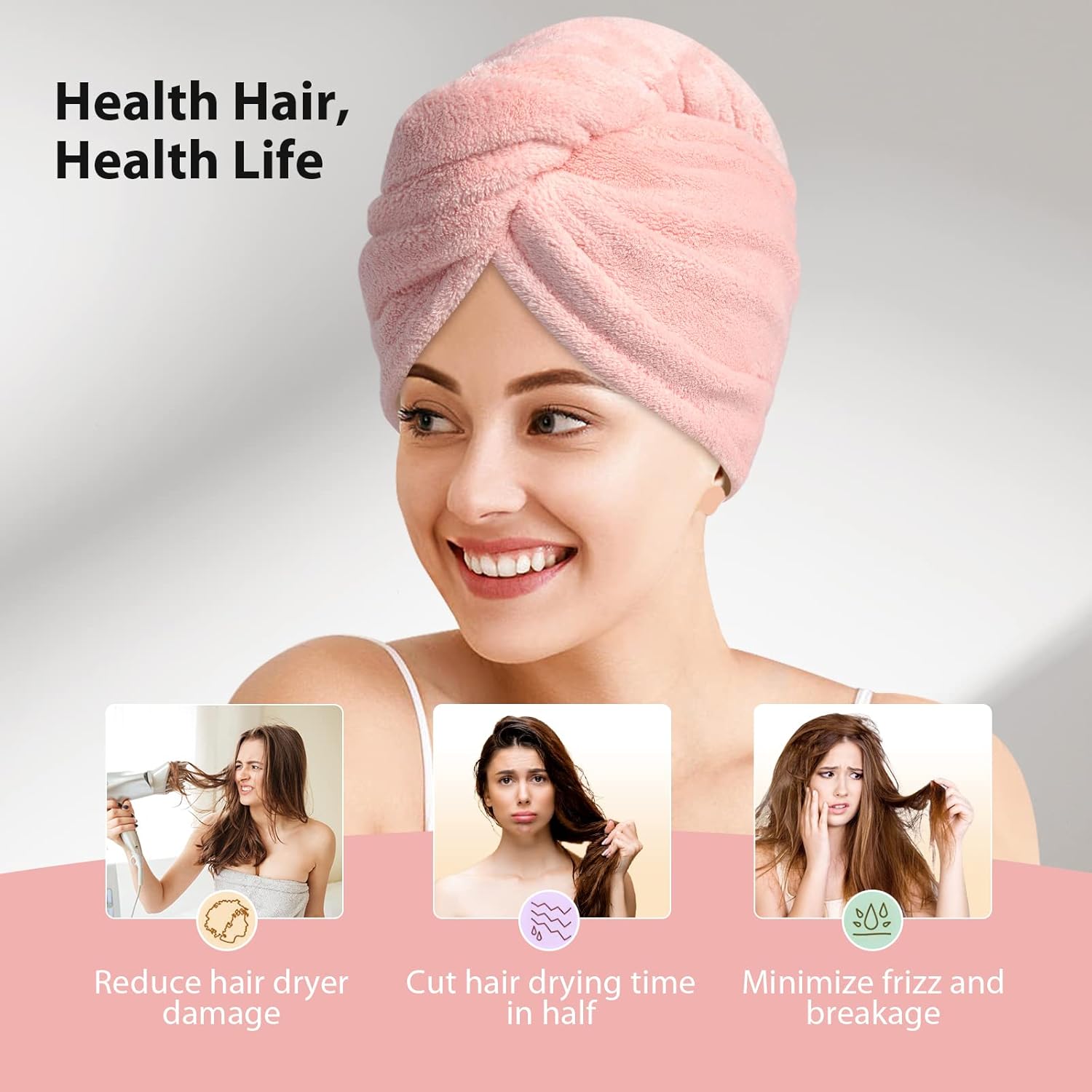 Microfibre Hair Towel Wrap – Pack of 3