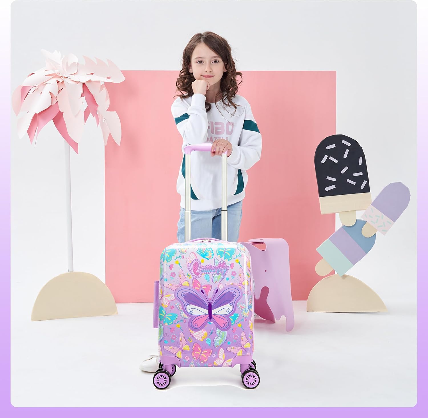 Kids' Hard Shell Cabin Luggage Set with Spinner Wheels – 40 cm