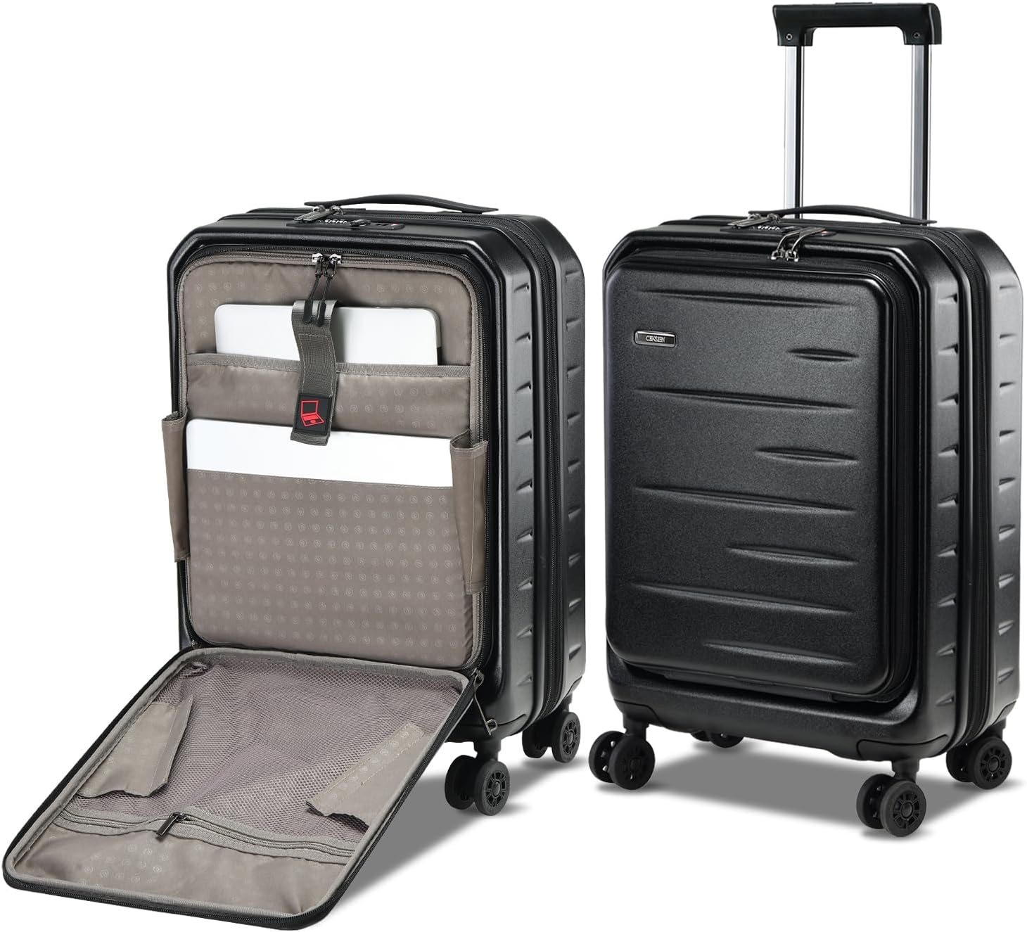 Expandable Hard Shell Suitcase with Front Pocket and TSA Lock